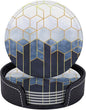 6 Pcs Blue Gold Marble Geometric Hexagons Leather Coasters by CAPVKING