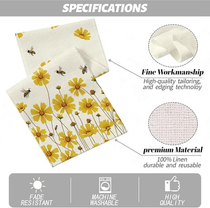Yellow Flowers Daisy Bees Summer Table Runner, Kitchen Table Decorations | - Image 2