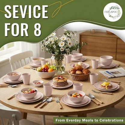 Wheat Straw Dinnerware Sets for 8, 40 Piece Unbreakable Dinnerware Set - Image 7