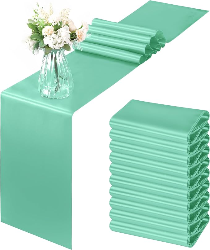 Horbaunal 2 Pack Aqua Satin Table Runner 12 x 108 Inch | Smooth Table Runners by Horbaunal