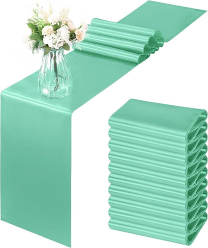 Horbaunal 2 Pack Aqua Satin Table Runner 12 x 108 Inch | Smooth Table Runners by Horbaunal