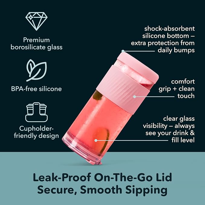 Pandaloo® Glass Cups With Lids and Straws -20 Fl Oz- Perfect Size Iced Coffee - Image 5