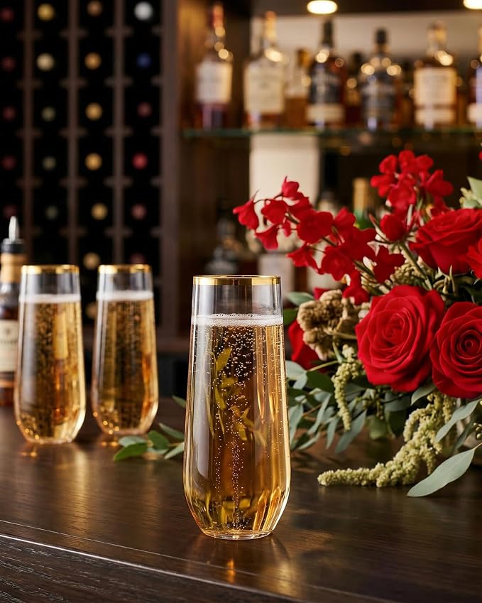 Ciaell 24 Pack Gold Plastic Champagne Flutes - Image 9