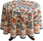 patdrea Designer Linen Round Table Cloth,Durable Breathable Floral Dacorative Tablecloth,Decor Tables Covers for Kitchen Dining Tea Party,Holiday,Christmas,Thanksgiving,Diameter 67"-Puno