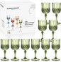 XUWAIDSGN 16 Pcs 7oz Plastic Vintage Wine Glasses Drinking Glasses Unbreakable Wedding Glassware Crystal Water Goblets Reusable Drinkware Vintage Champagne Flutes (16, Dark Green)