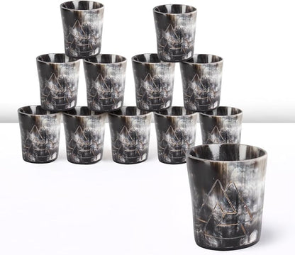 Handicrafts Home Viking Horn Shot Glasses Set of 12, Rustic Viking Drinkware by HandicraftsHome