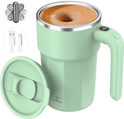Self Stirring Coffee Mug, 12oz Rechargeable Magnetic Mixing Cup by ICOECOSmartDrinkware