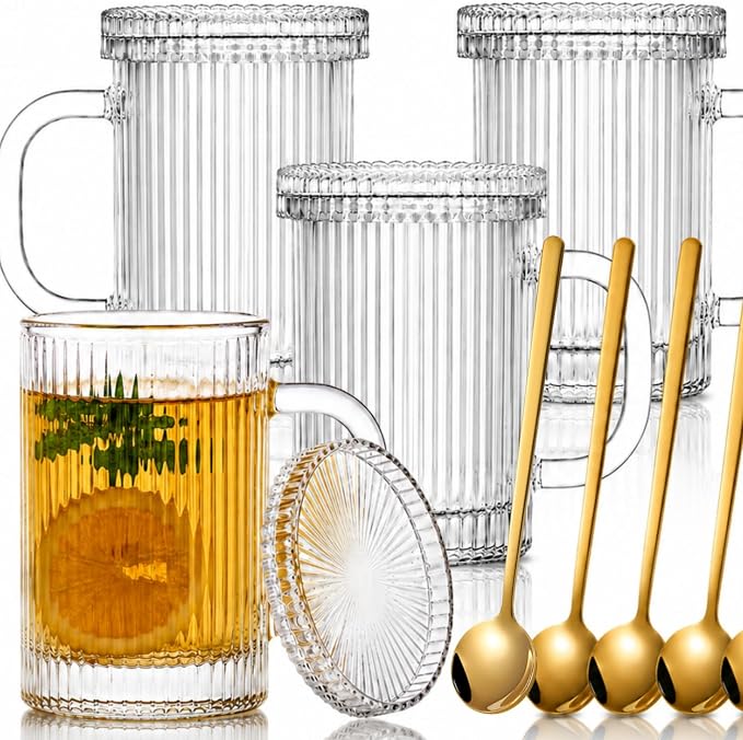 Noamus 4 Pack Glass Coffee Mugs by Noamus