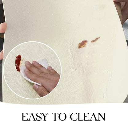 MOSAYT Vinyl Placemats Set of 6, Heat Resistant Place Mats 100% Waterproof Washable & Wipeable Faux Leather Reversible Table Mats for Kitchen Dining Party Indoor Outdoor, 12" x 17", Beige