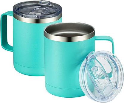 MEWAY 12oz Coffee Mug With Handle 2 Pack Bulk, Stainless Steel Insulated Travel by MEWAY