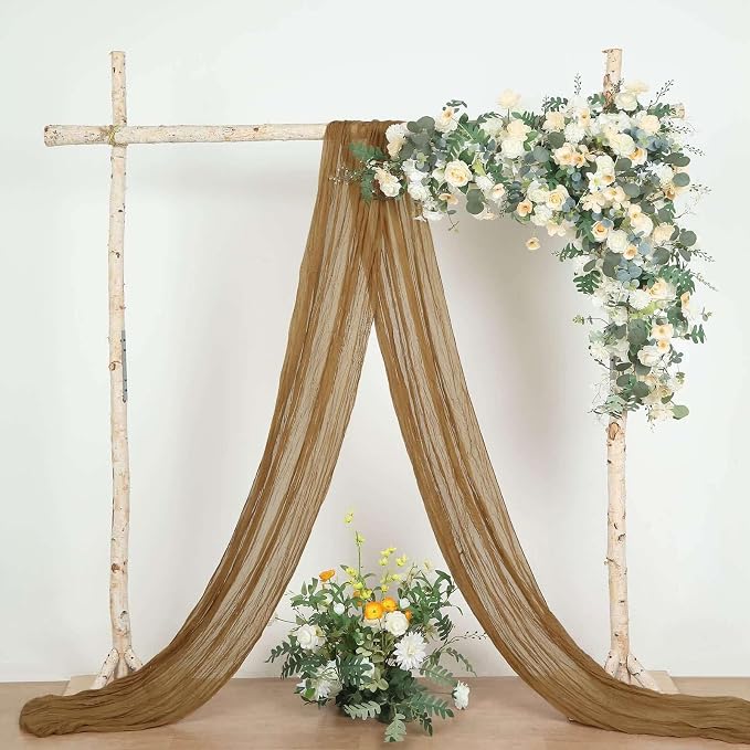 Efavormart 20ft Taupe Gauze Cheesecloth Wedding Arch Drapery Fabric, Extra Long - Image 2