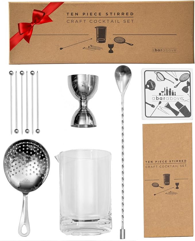 A Bar Above Cocktail Mixing Glass Set, Lead Free Glass, Classic 10 Piece | Bar by ABarAbove