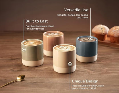 KooK Latte Cups, Ceramic Artisanal Stoneware, No Handle, Japanese Tea Cups - Image 4