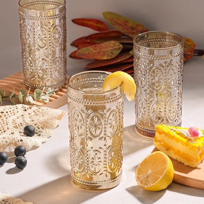 Darlion Amber Drinking Glasses, Vintage Glassware, 12oz Highball Glasses | - Image 6