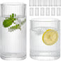 Moretoes Ribbed Drinking Glasses Set of 12, Water Glass Cups | Mixed Glassware by Moretoes