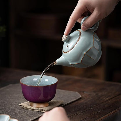 KAMMAK Japanese Tea Cups, 3 Oz Small Handmade Ceramic Teacups, Loose Leaf and - Image 3
