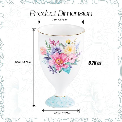 KAMMAK Bone China Coffee Mugs, 6.7oz Floral Tea Cups, Cocoa and Americano - Image 2