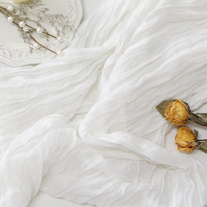 White Cheesecloth Table Runner Wedding Bridal Decorations Boho Decor | 35x120 by FEXIA