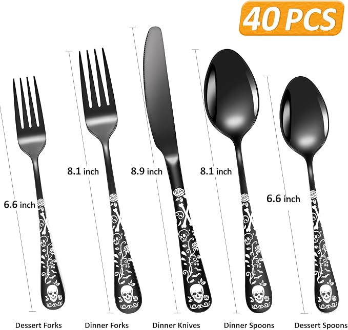 40-Piece Black Skull Silverware Set - Image 2