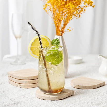Marble Coaster for Drinks Set of 5 Natural Travertine Coasters for Home Decor - Image 2