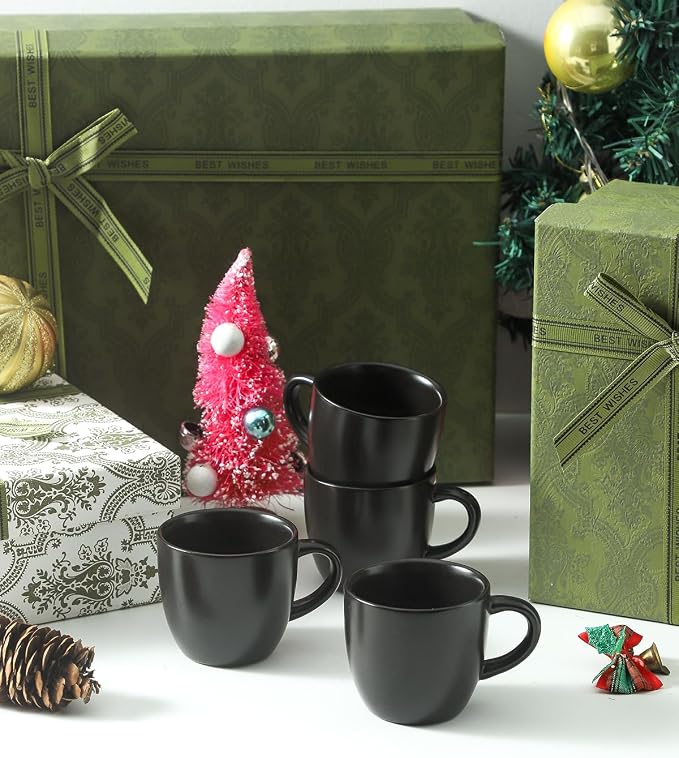 HASENSE 7OZ Espresso Cups, Ceramic Cappuccino Cups Set of 4 - Image 5