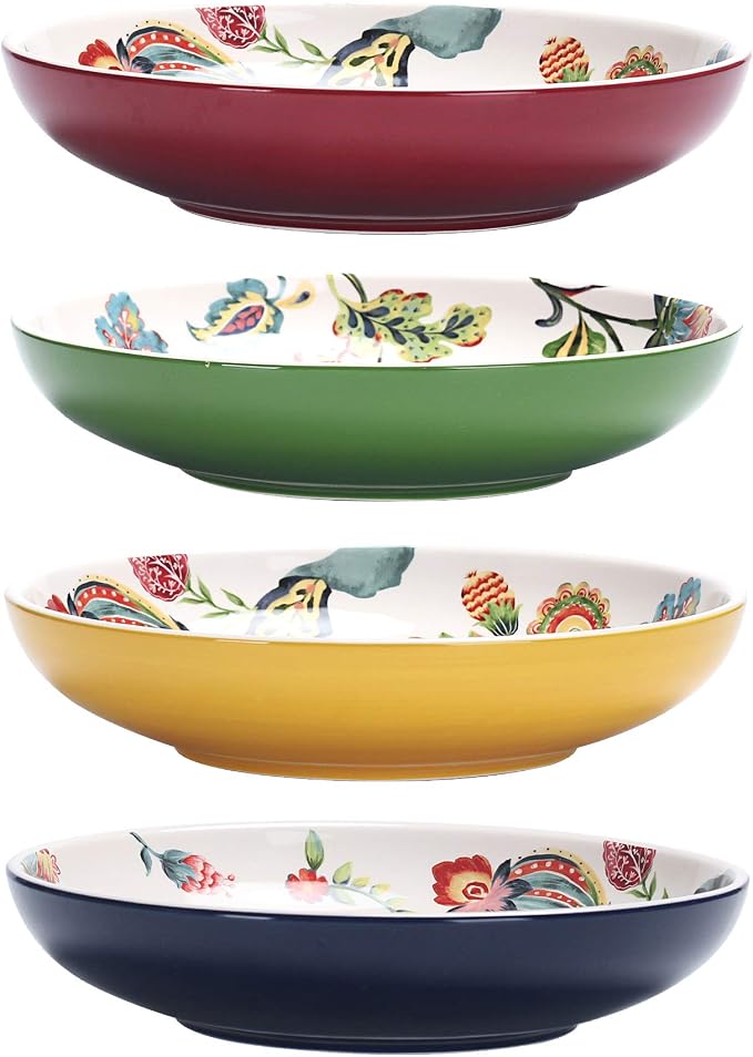 Bico Protea Cynaroides Pasta Bowls, 35oz Salad Bowl Set of 4, Large Ceramic - Image 3