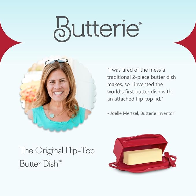 Flip Top Butter Dish with Attached Lid & Matching Knife - Image 9