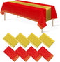 8Pack Disposable Plastic Party Tablecloths and Satin Table Runner Set Red and by MASHAN