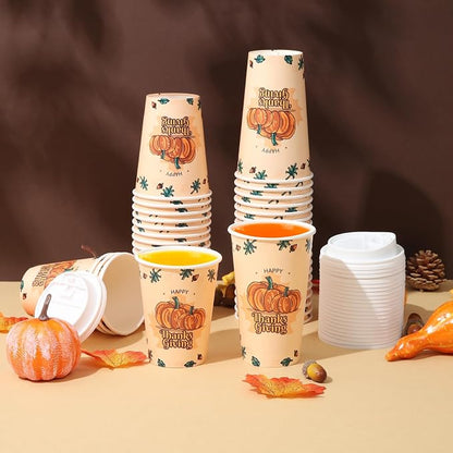Tamone 100 PACK Thanksgiving Cups 16OZ Disposable Coffee Cups - Image 5