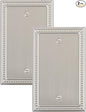 2-Pack Blank Outlet Cover Wall Plate, Metal Switch Plates Outlet Covers, Brushed Nickel Pearls Beaded Decorative Wall Plates