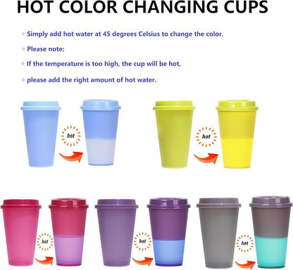 Color Changing Cups, 5 Pack 24oz Plastic Tumblers, Reusable Iced Coffee & - Image 4