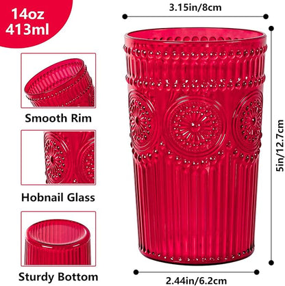 Ciaell 12 Pack Red Plastic Water Glasses - Image 2