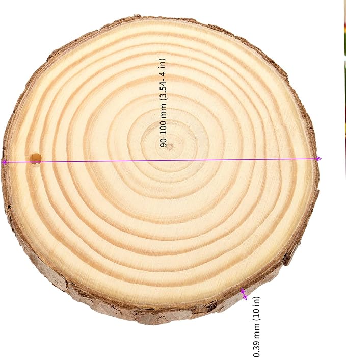 KINJOEK 36 PCS Natural Wood Slices 3.5-4 Inch - Image 2