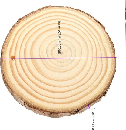KINJOEK 36 PCS Natural Wood Slices 3.5-4 Inch - Image 2