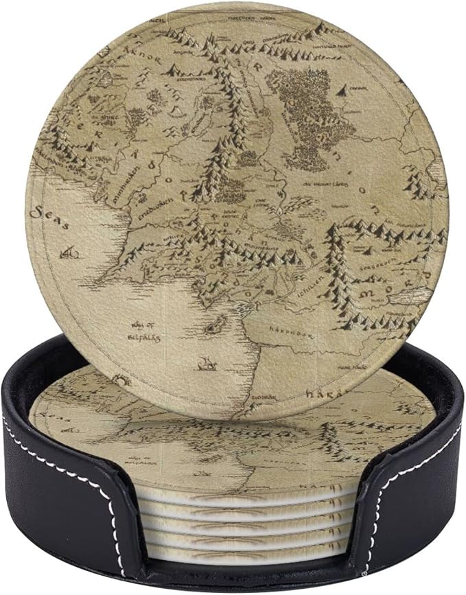 SEPTYK Middle Earth Map Pattern Coasters by SEPTYK