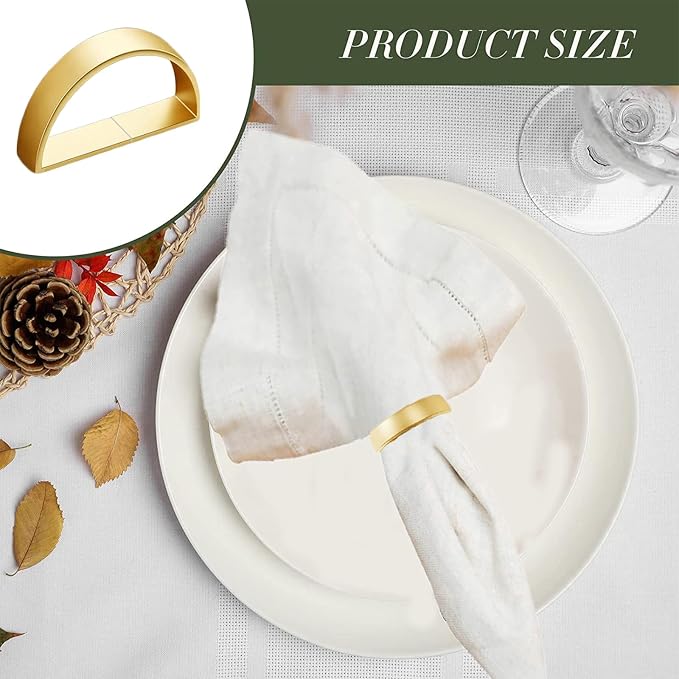 16 Pcs Matt Gold Napkin Rings - Image 3