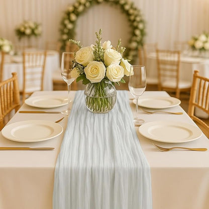 10FT Ivory White Cheesecloth Table Runner 120 Inch Rustic Boho Gauze Cheese - Image 7