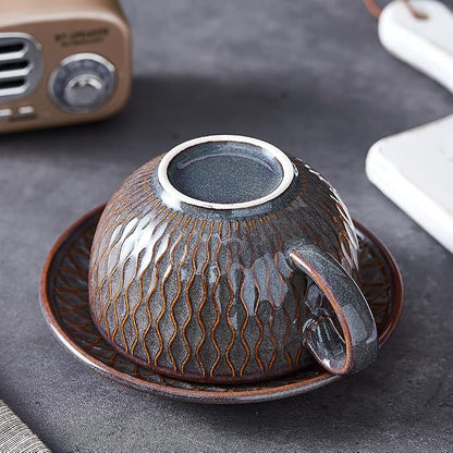 Coffeezone Vintage Design 12 oz Ceramic Latte Art Cappuccino Barista Cup - Image 5