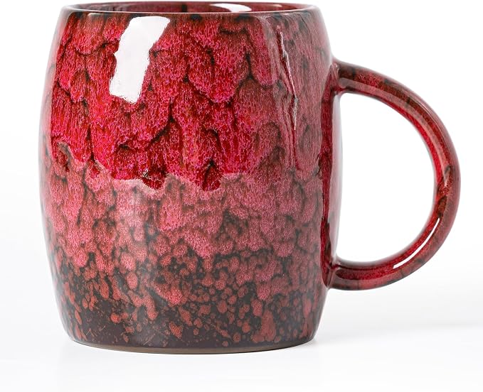 Rustic Red Ceramic Coffee Mug 14oz by XIYUANJI