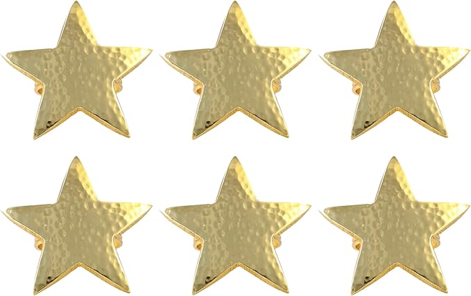 Star Napkin Holders, Durable Aluminum Napkin Rings Set of 6 by ALPHALivingHOME