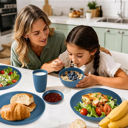 16 PCS Wheat Straw Plates and Bowls Sets, Kids Dishes Dinnerware Sets - Image 2