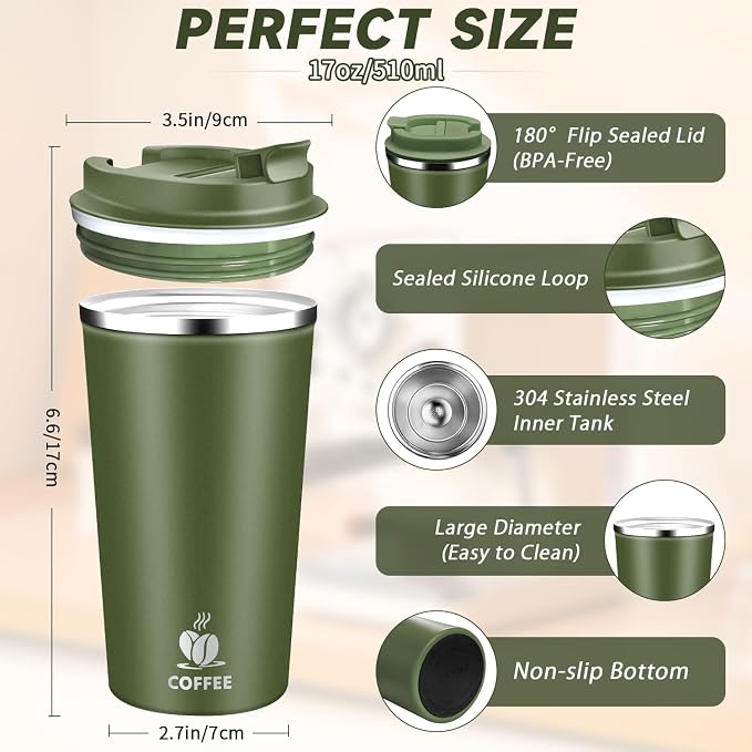 Insulated Travel Coffee Mug Reusable Coffee Tumbler Cup - Image 2