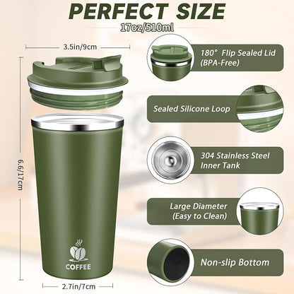 Insulated Travel Coffee Mug Reusable Coffee Tumbler Cup - Image 2