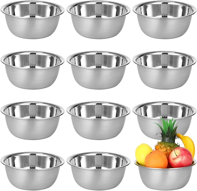 12pc Stainless Prep Bowls, Stackable Dishwasher Safe Kitchen Mixing Bowls | - Image 6