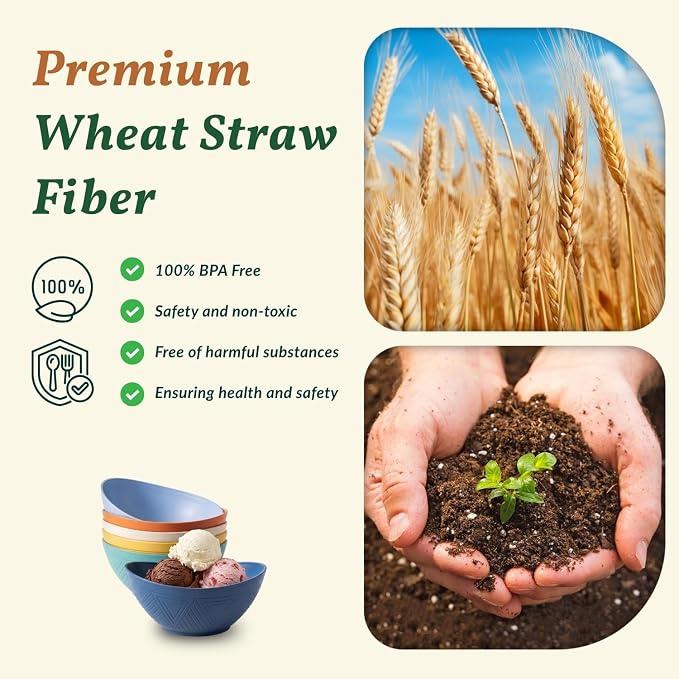 Wheat Straw Bowls 10 OZ Small Serving Bowls Unbreakable Dessert Bowls - Image 3