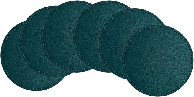 Set of 6 Leather Coasters, Round Coasters - Image 6