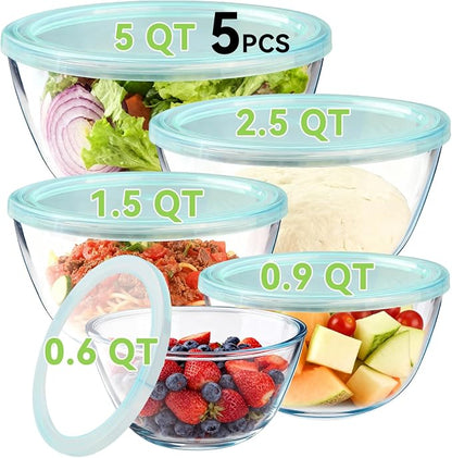 YUANYE 5 Pack Glass Mixing Bowls by YUANYE