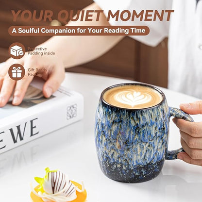 Unique Reactive Glaze Ceramic Coffee Mug - 14 oz Large Coffee Cup - Image 3