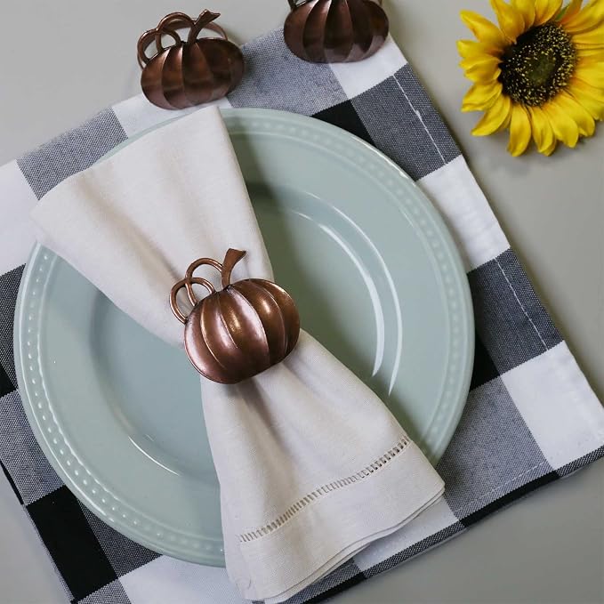 wonlex Fall Napkin Rings Set of 6, Pumpkin Napkin Holders Ring - Image 6