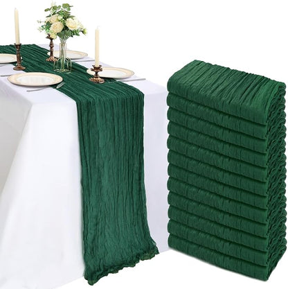 12 Pack 10Ft Emerald Green Cheesecloth Table Runner 23 x 120 Inch | Gauze by CKIKU